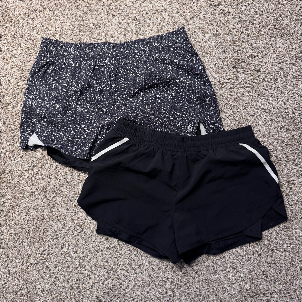 Women's Black and Patterned Shorts